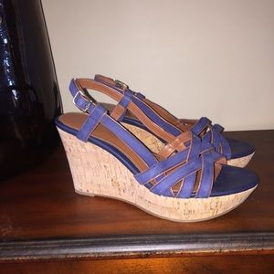 Ralph Lauren wedge sandals dark blue